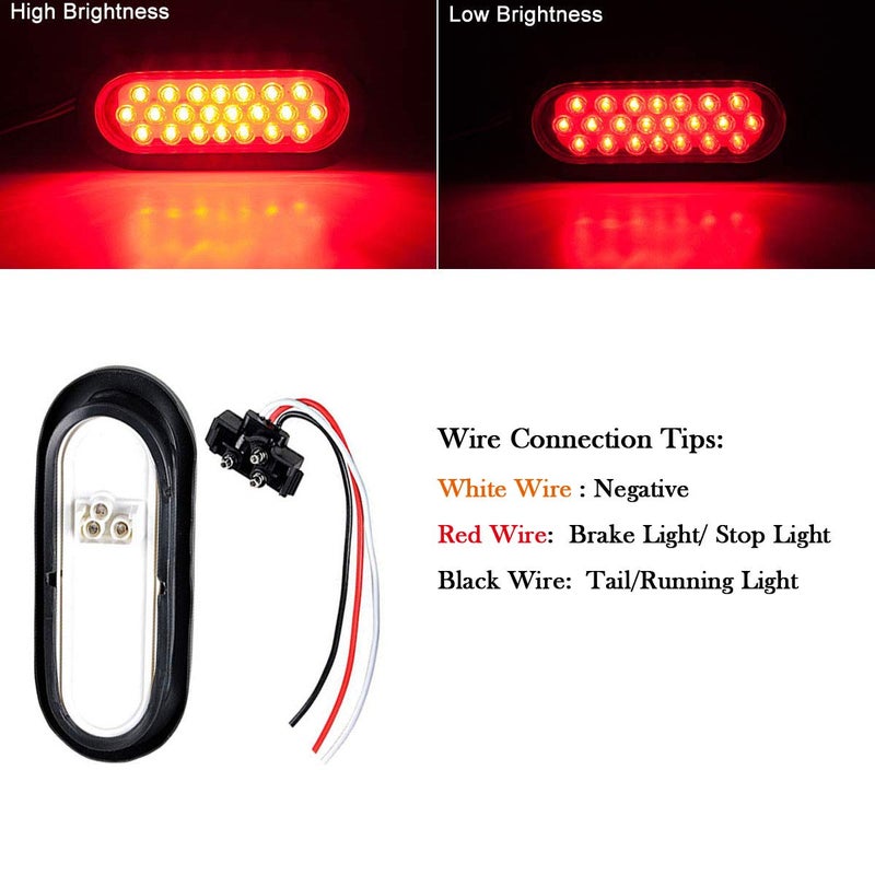 NPAUTO 6" Oval Trailer Tail Lights 24 Red LED Stop Turn Brake Lights Waterproof Flush Mount Tail Lights for RV Truck (2) - Image 4